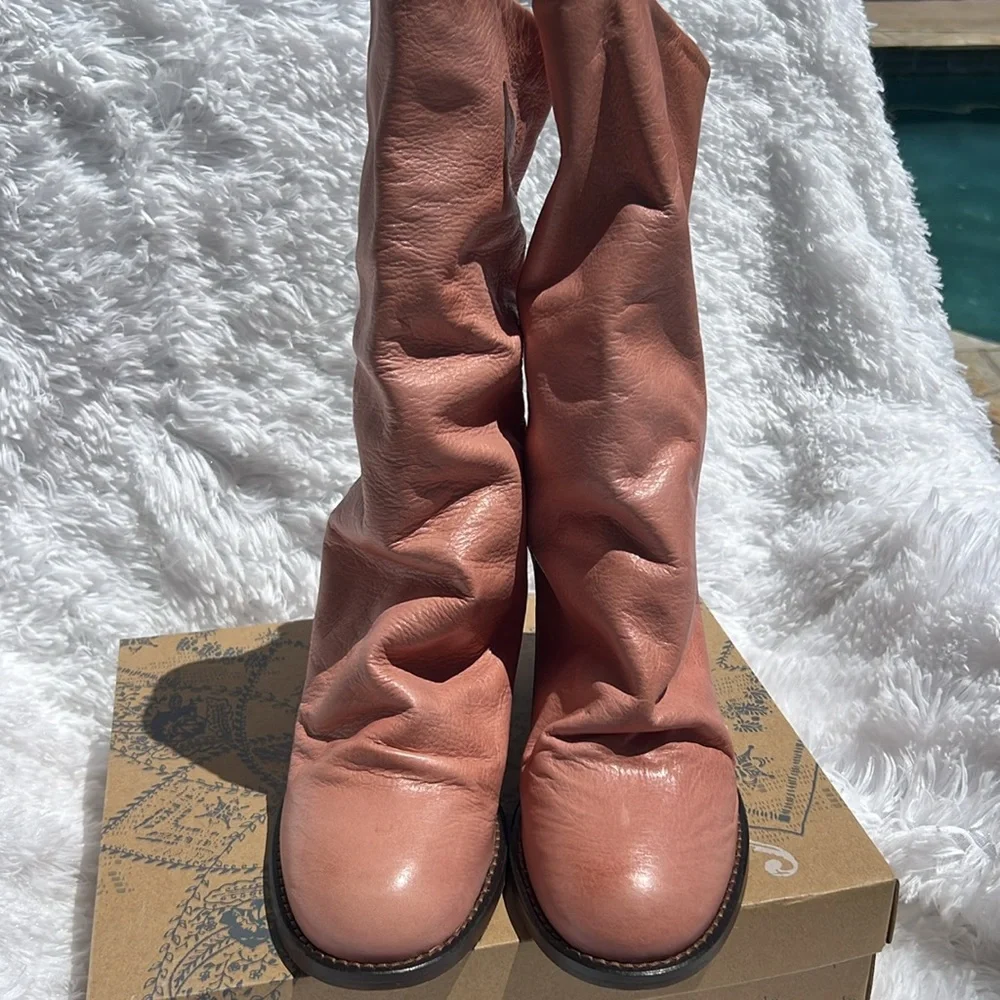 Free People Elle block heel boot sunset sand,l pink - Picture 8 of 13
